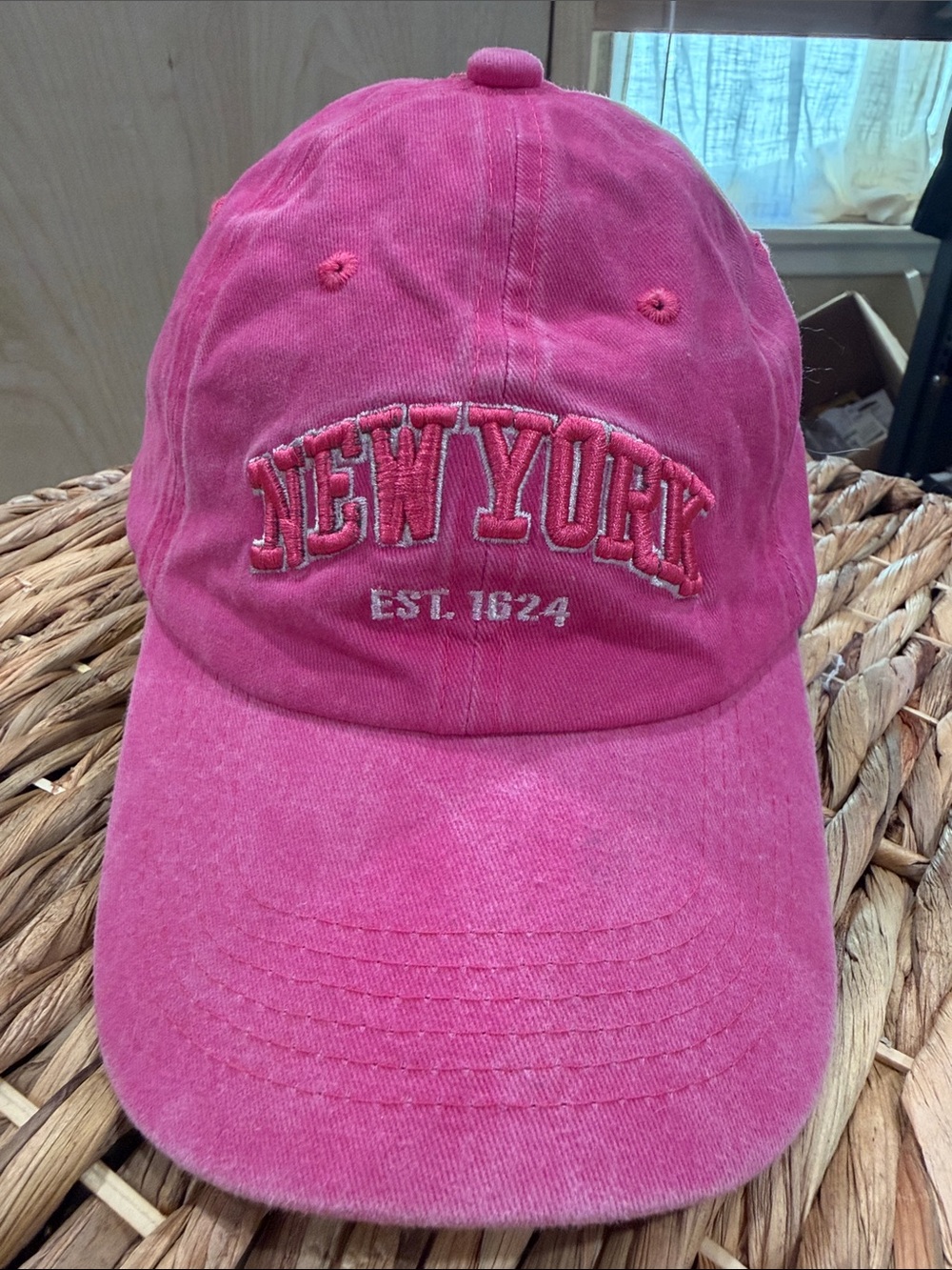 Embroidered "New York" Pink Baseball Cap